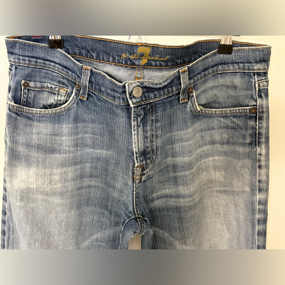 7 For All Mankind Bootcut Distressed Classic Blue Jeans Size:34 Designer - Picture 4 of 8